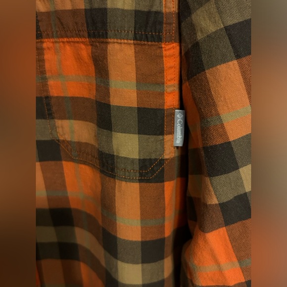 COLUMBIA Button Up Shirt Men's Size XL Plaid Checks Orange and‎ Brown - Picture 5 of 11